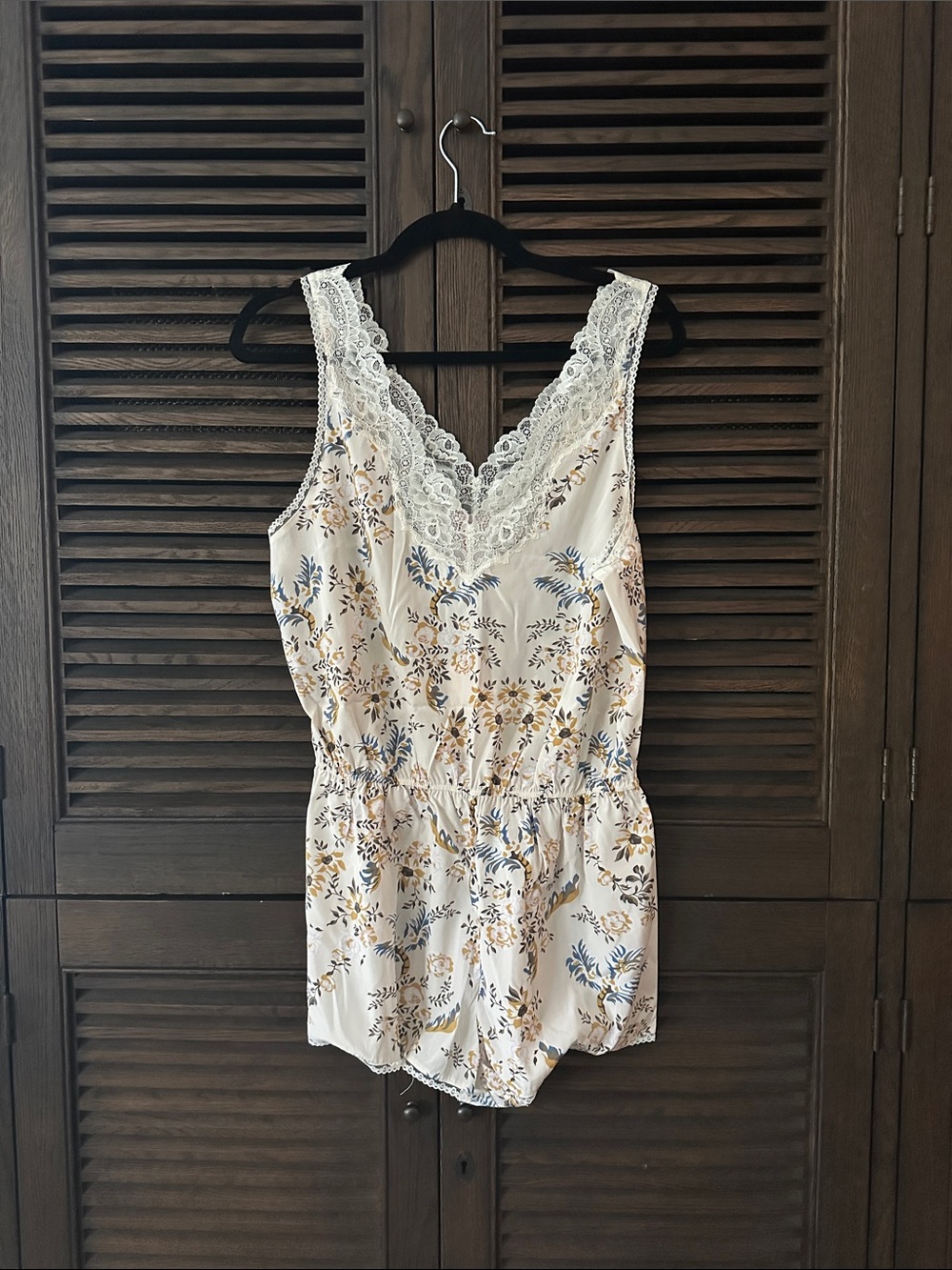 Stella McCartney Cream Floral Lace-Trim Romper Chemise